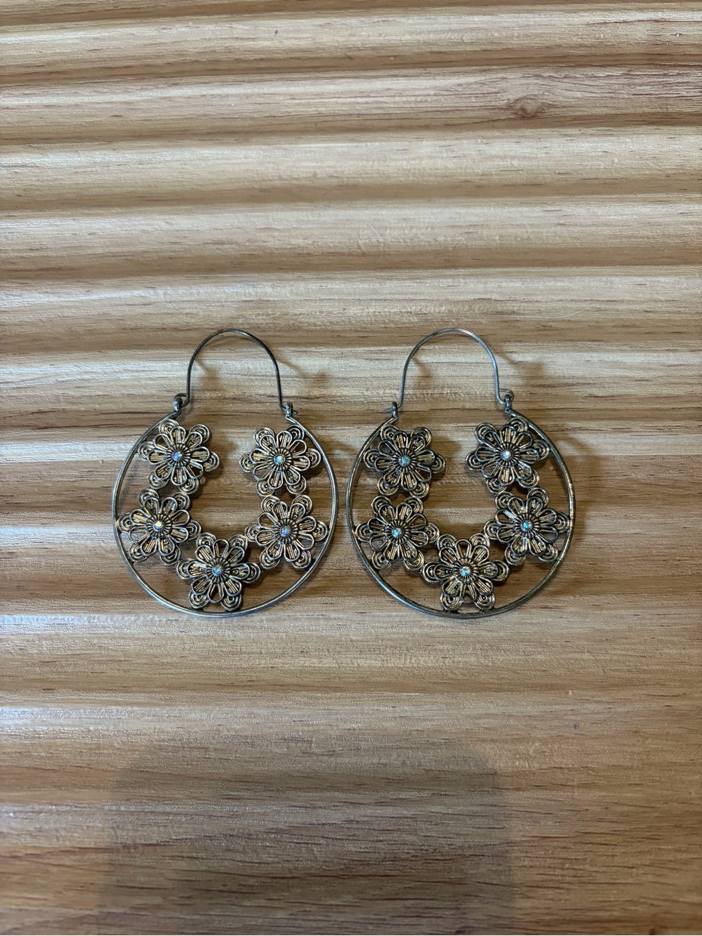 Vintage Style Floral Hoop Earrings
